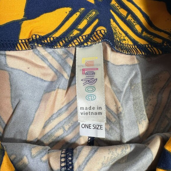 LuLaRoe Blue Yellow Gold Triangles Space Ships Layers Leggings One Size OS - Picture 3 of 6